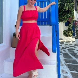 Abercrombie Pink Linen Skirt & Top Set